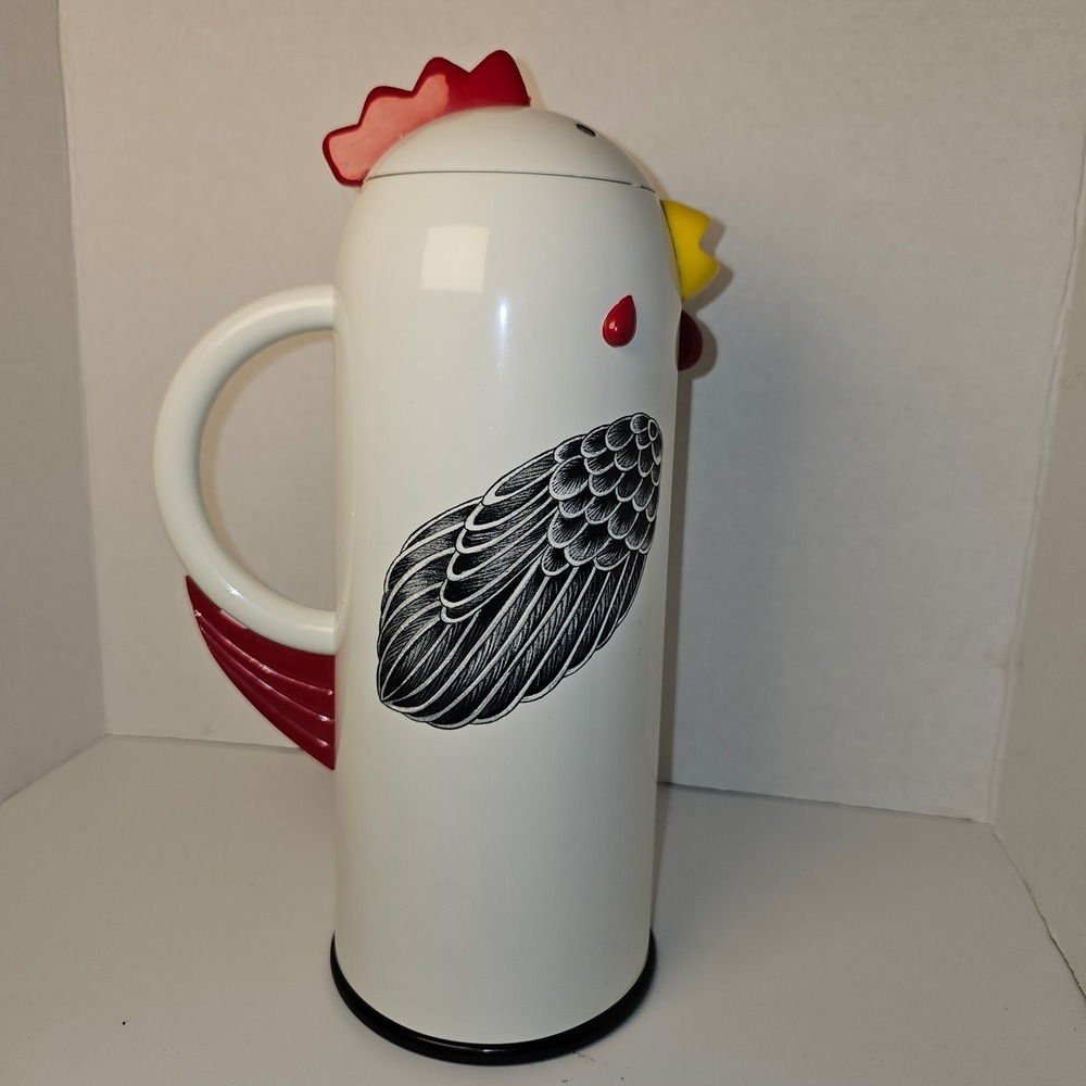 Vintage 1993 Kamenstein Chicken Thermal Carafe Pitcher White Red Rooster - Picture 4 of 8